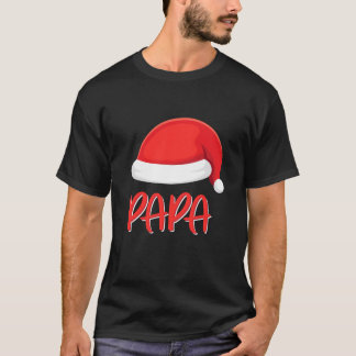 Papa Santa Hat Matching Family Christmas Papa T-shirt