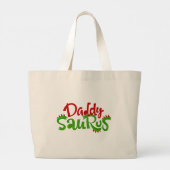Papa Saurus Dinosaur Lettering Grote Tote Bag (Achterkant)
