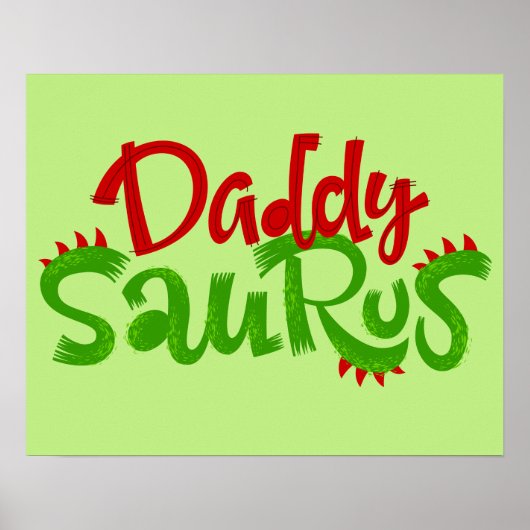 Papa Saurus Dinosaur Lettering Poster (Voorkant)