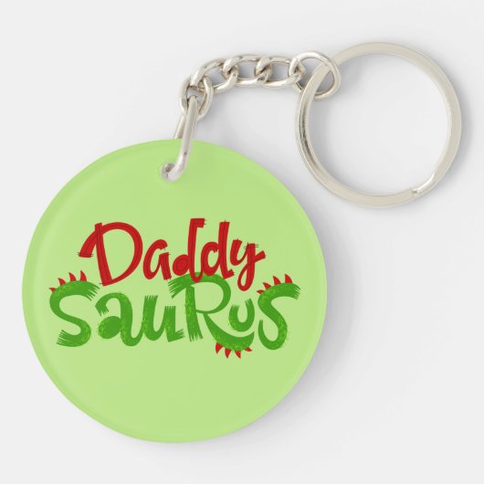 Papa Saurus Dinosaur Lettering Sleutelhanger (Achterkant)