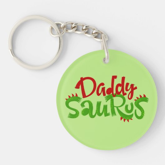 Papa Saurus Dinosaur Lettering Sleutelhanger (Voorkant)
