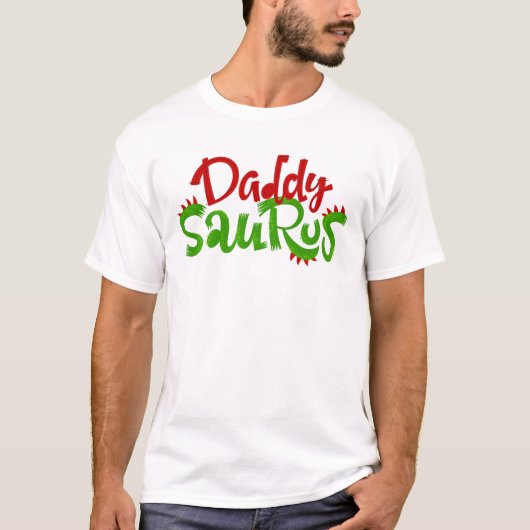 Papa Saurus Dinosaur Lettering T-shirt (Voorkant)