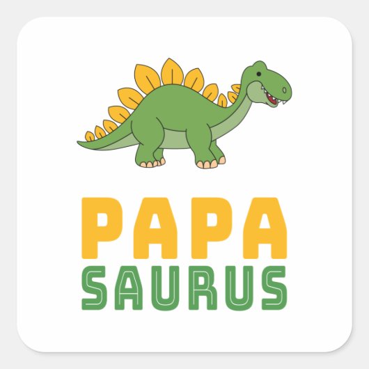 Papa Saurus Dinosaur Stegosaurus Vaderdag Vierkante Sticker (Voorkant)