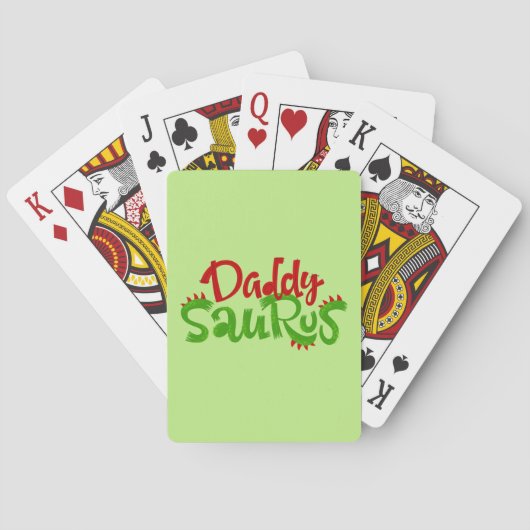 Papa Saurus Dinosaurus Lettering Pokerkaarten (Achterkant)