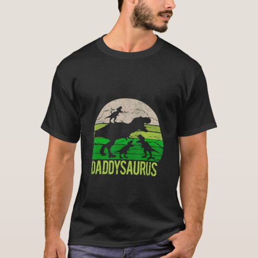 Papa Saurus en drie Babysaurus Saurus T-shirt (Voorkant)