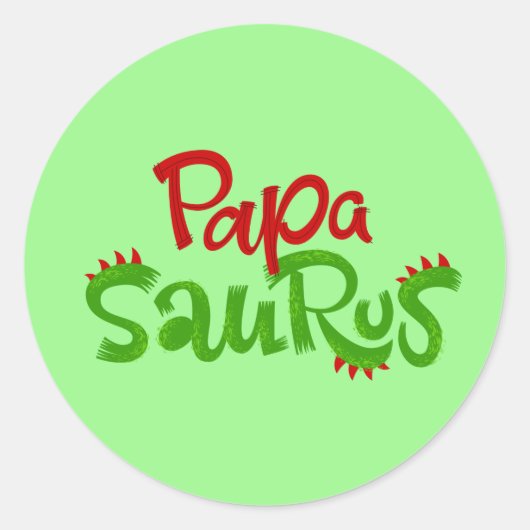 Papa Saurus Graphic Ronde Sticker (Voorkant)