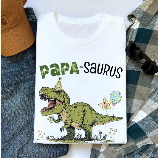 Papa-saurus Opa Dinosaur Kids Verjaardagsfeest T-shirt