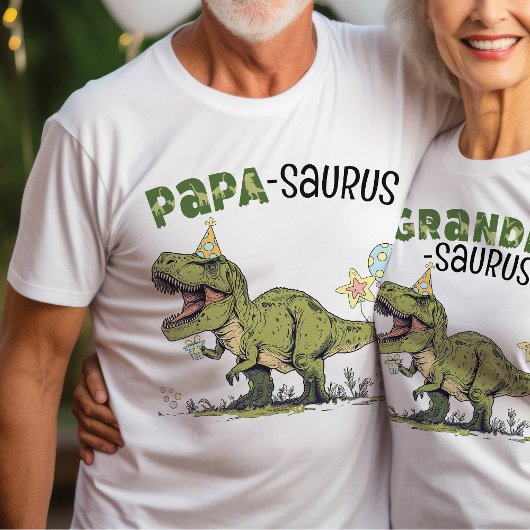 Papa-saurus Opa Dinosaur Kids Verjaardagsfeest T-shirt