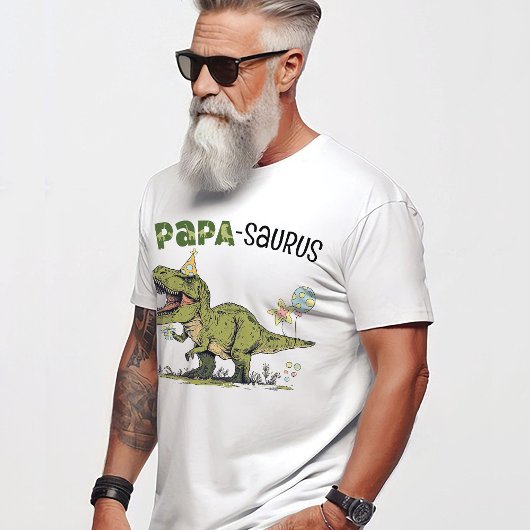 Papa-saurus Opa Dinosaur Kids Verjaardagsfeest T-shirt