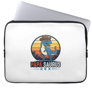 Papa Saurus Rex Cowboy Dinosaur Vintage T-shirt_1 Laptop Sleeve