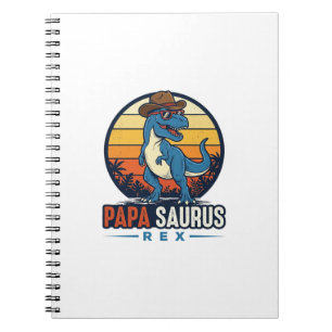 Papa Saurus Rex Cowboy Dinosaur Vintage T-shirt_1 Notitieboek