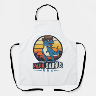 Papa Saurus Rex Cowboy Dinosaur Vintage T-shirt_1 Schort