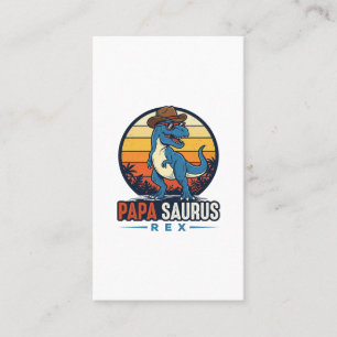 Papa Saurus Rex Cowboy Dinosaur Vintage T-shirt_1 Visitekaartje