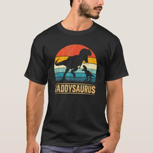 Papa Saurus Rex Dinosaur Daddysaurus vaders da T-shirt (Voorkant)
