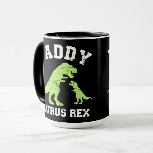 Papa saurus rex dinosaur vaderdag cadeau pap mok (Voorkant links)