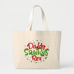 Papa Saurus Rex Illustratie Grote Tote Bag