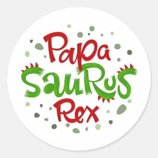 Papa Saurus Rex Ronde Sticker (Voorkant)