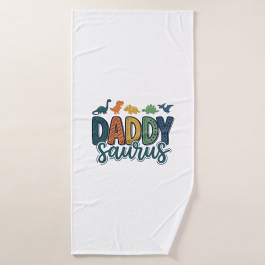 Papa Saurus Schattige Dinosaur Papa Vectorontwerp_ Badhanddoek (Badhanddoek)