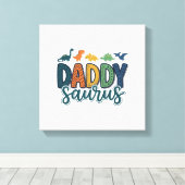 Papa Saurus Schattige Dinosaur Papa Vectorontwerp_ Canvas Afdruk (Insitu (Houten vloer))