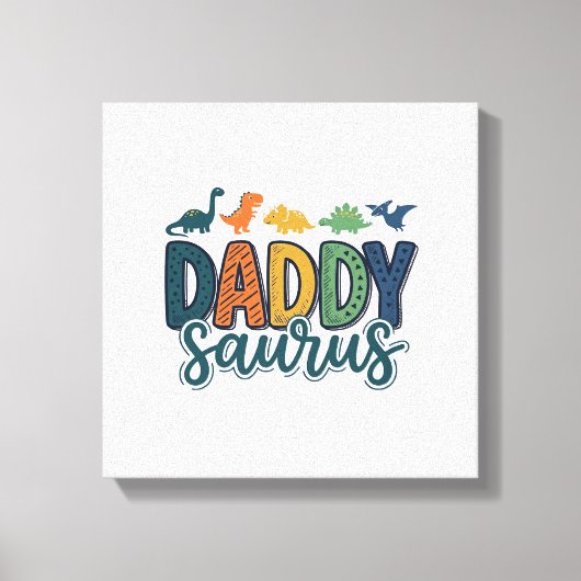Papa Saurus Schattige Dinosaur Papa Vectorontwerp_ Canvas Afdruk (Voorkant)