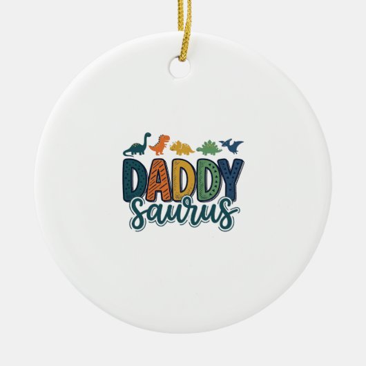 Papa Saurus Schattige Dinosaur Papa Vectorontwerp_ Keramisch Ornament (Voorkant)