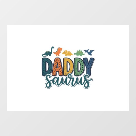 Papa Saurus Schattige Dinosaur Papa Vectorontwerp_ Raamsticker (Vel)