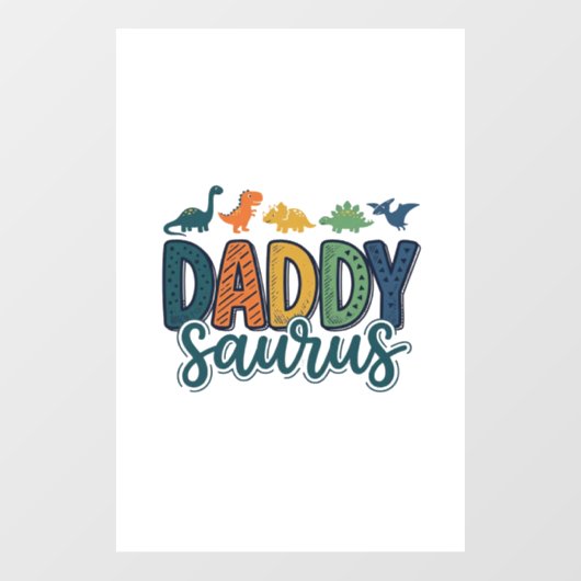 Papa Saurus Schattige Dinosaur Papa Vectorontwerp_ Raamsticker (Vel)