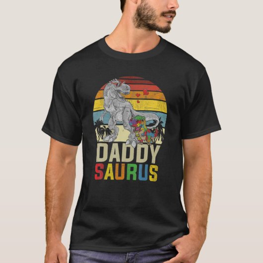 Papa Saurus T Rex Dinosaur Autism Awareness Puzzl T-shirt (Voorkant)