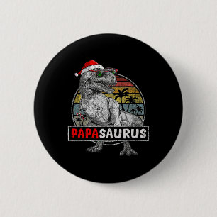 Papa Saurus T Rex Dinosaur Kerstmis Familie Matchi Ronde Button 5,7 Cm