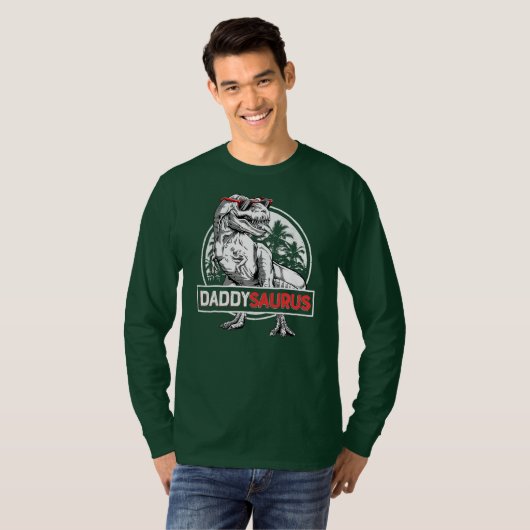 Papa Saurus T Rex Dinosaur Mannen Vaderdag T-shirt (Voorkant volledig)