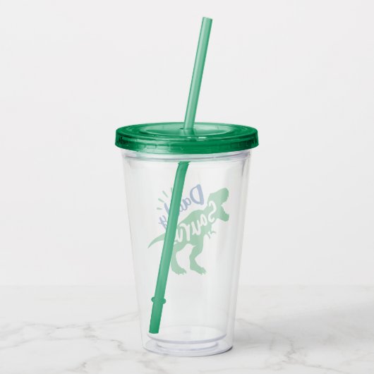 Papa Saurus T-Rex Silhouette Acryl Drinkbeker (Achterkant)