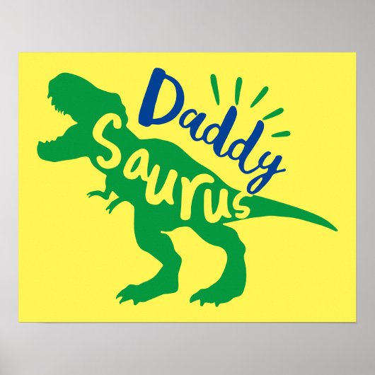 Papa Saurus T-Rex Silhouette Poster (Voorkant)