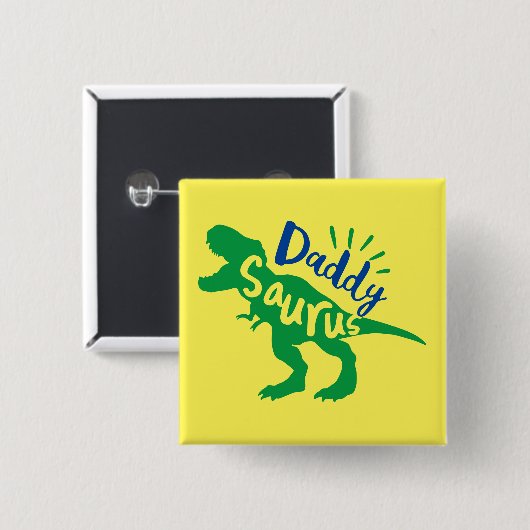 Papa Saurus T-Rex Silhouette Vierkante Button 5,1 Cm (Voorkant /achterkant)