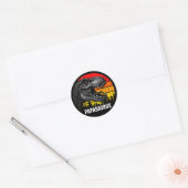 Papa Saurus Trex Retro  Zonsondergang Ronde Sticker (Envelop)