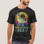 Papa Saurux Rex Dinosaur Retro Sunset Palm Tree Fa T-shirt (Voorkant)