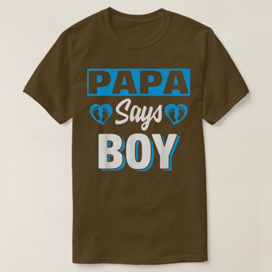 Papa Says Boy Cute Gender onthulling Team Blue Bab T-shirt (Design voorkant)