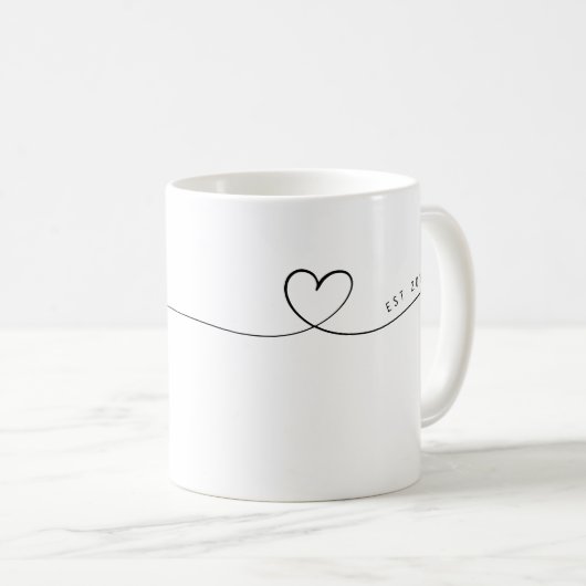 Papa Script Heart | Papa Gift Simple Personated Koffiemok (Voorkant rechts)