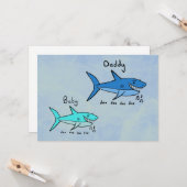 Papa Shark & Baby Shark Fun Vaderdag Kaart (Voorkant / Achterkant in situ)