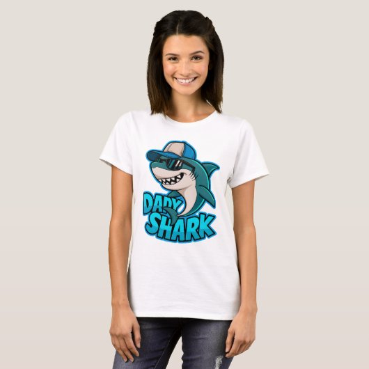 Papa Shark Cool Dad Vibes T-shirt (Voorkant volledig)