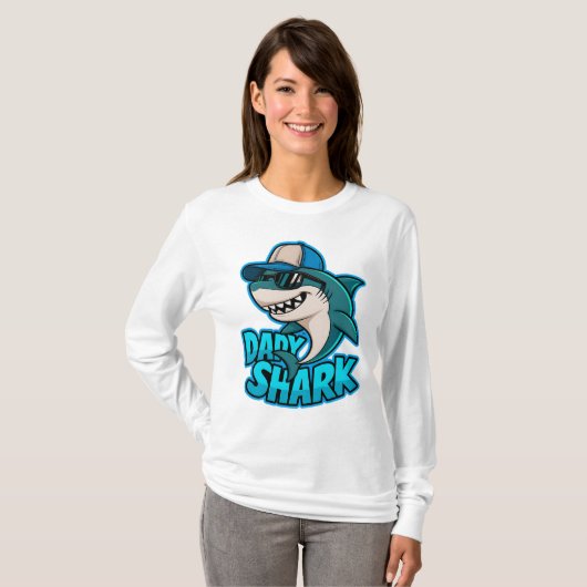 Papa Shark Cool Dad Vibes T-shirt (Voorkant volledig)