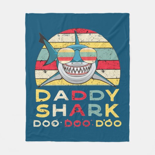 papa Shark "Doo Doo Doo Doo" Fleece Deken (Voorkant)