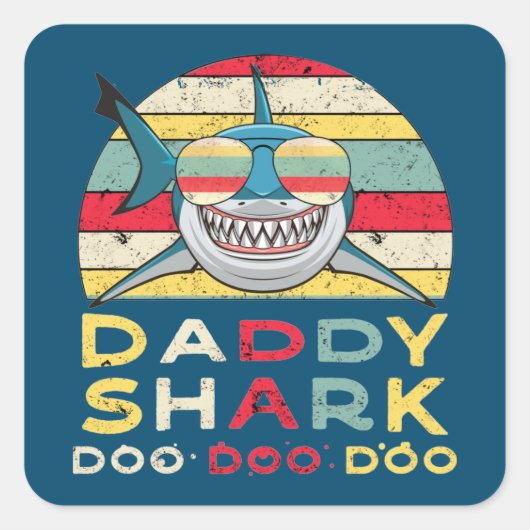 papa Shark "Doo Doo Doo Doo" Vierkante Sticker (Voorkant)