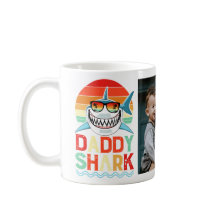 Papa Shark  Fathers Day Fotokoffie Mok