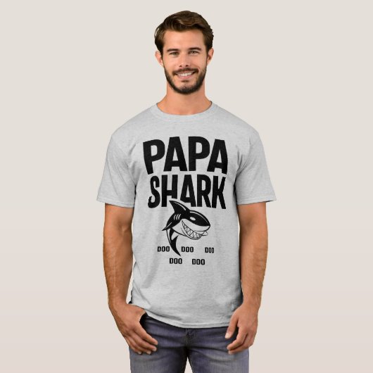 Papa Shark T-Shirt Doo Doo Doo Fathers Day (Voorkant volledig)