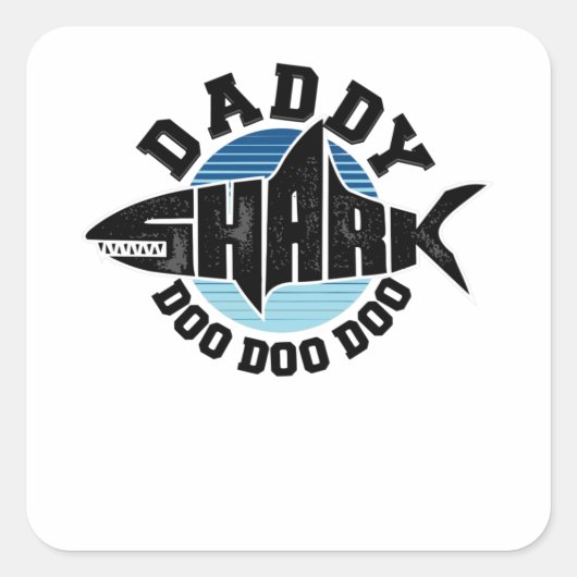Papa Shark Vierkante Sticker (Voorkant)