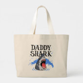 Papa Shark - White Grote Tote Bag (Achterkant)