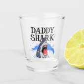 Papa Shark - White Shot Glas (Voorkant)