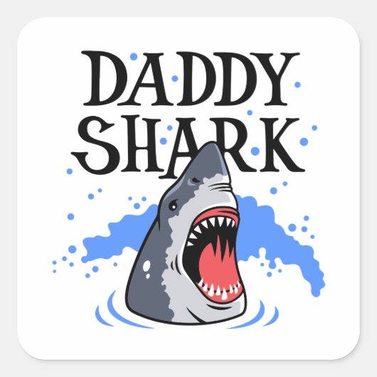 Papa Shark - White Vierkante Sticker (Voorkant)
