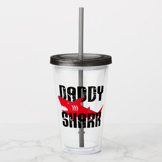 Papa Shark Worn Graphic Acryl Drinkbeker (Voorkant)