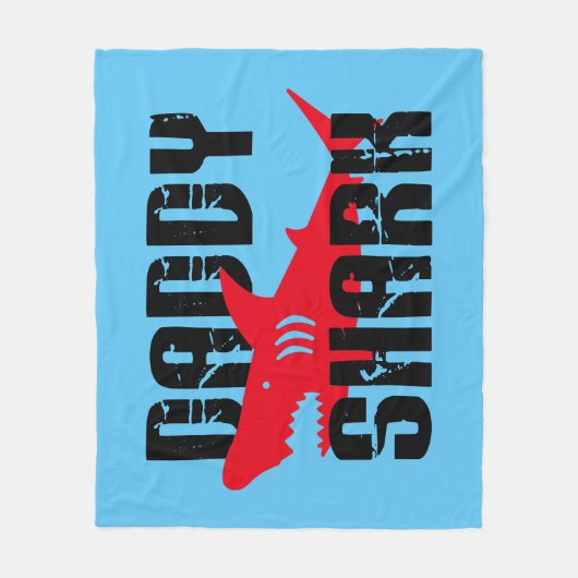 Papa Shark Worn Graphic Fleece Deken (Voorkant)